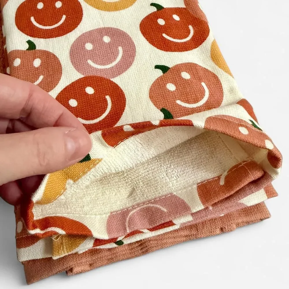 Deborah Connolly Designs Kitchen Towel 3 Pack Smiley Face Pumpkins Fall NEW